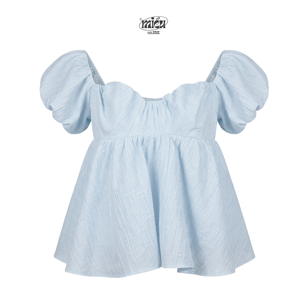 Áo babydoll tay bồng Glami Miều Est.2013 chất vải tơ hàn phong cách tiểu thư