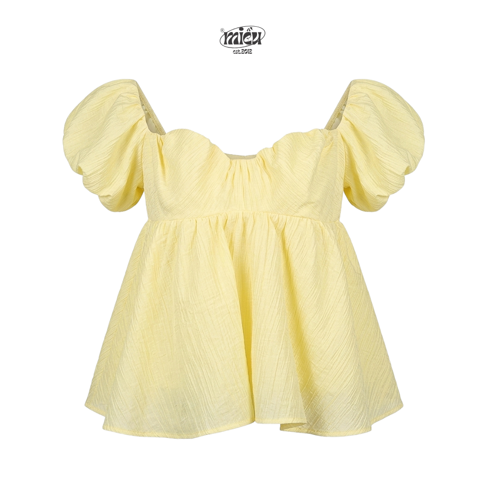 Áo babydoll tay bồng Glami Miều Est.2013 chất vải tơ hàn phong cách tiểu thư