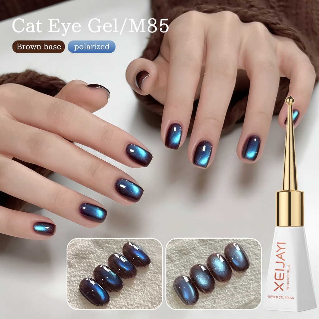 XEIJAYI 10ml - Sơn móng tay dạng gel mắt mèo màu tím xanh siêu bóng, hoàn hảo cho việc tự làm nghệ thuật vẽ móng.