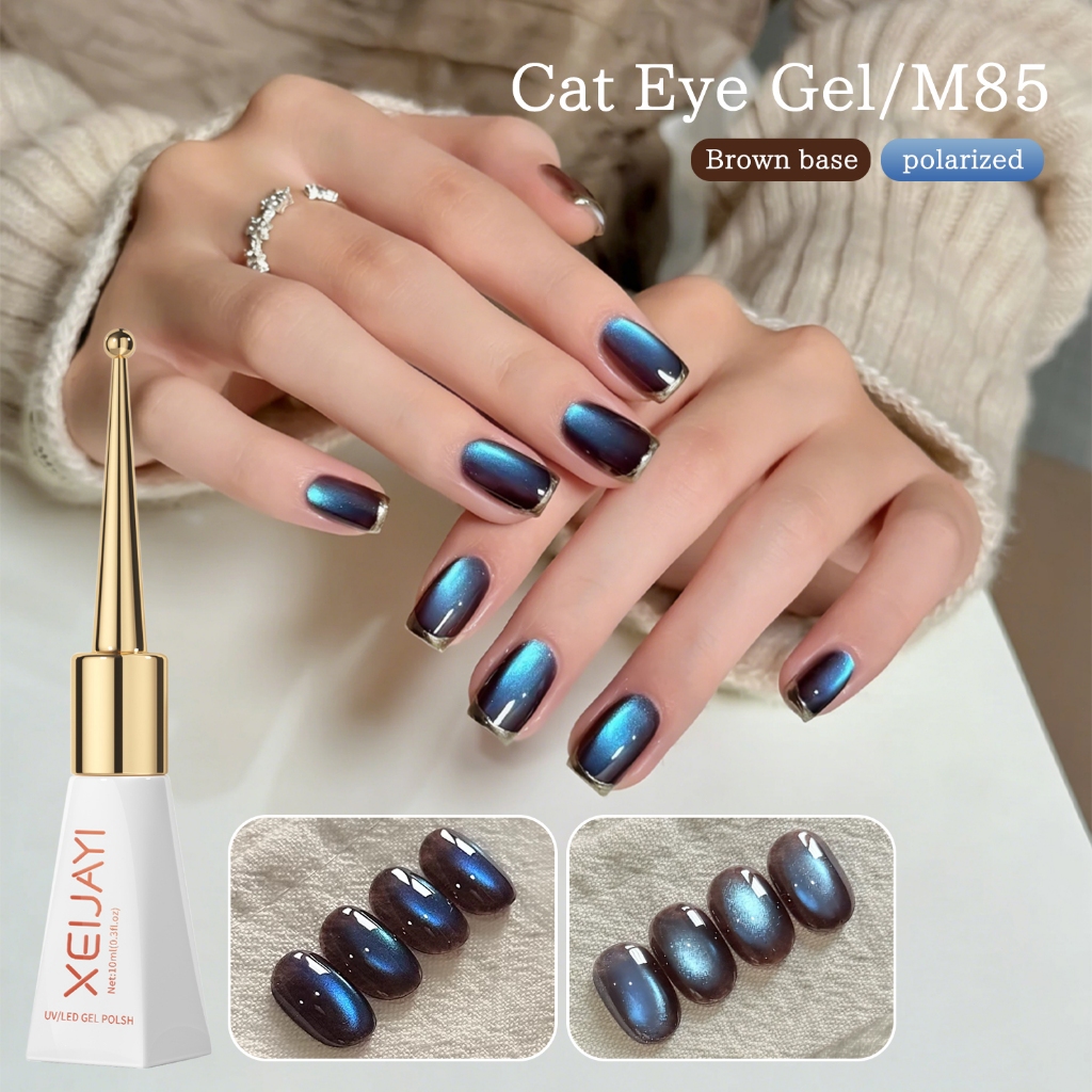XEIJAYI 10ml - Sơn móng tay dạng gel mắt mèo màu tím xanh siêu bóng, hoàn hảo cho việc tự làm nghệ thuật vẽ móng.