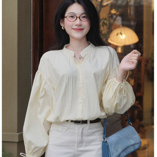 Áo Sơ Mi Nữ NƠ XINH BABYDOLL SM19 – Tay Phồng Bo Chun Dáng Xòe