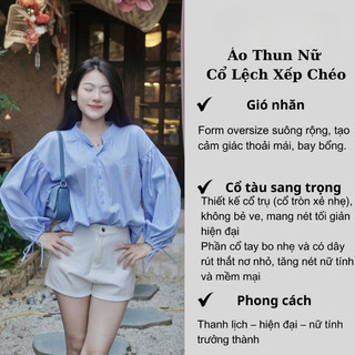 Áo Sơ Mi Nữ NƠ XINH BABYDOLL SM19 – Tay Phồng Bo Chun Dáng Xòe
