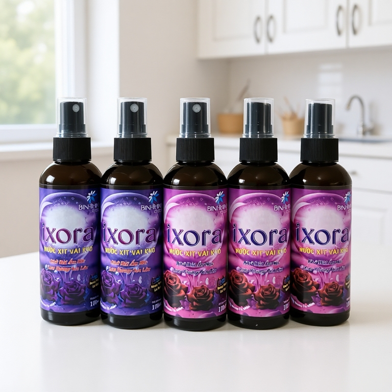 ( Flash Sale combo 6 chai)  XỊT XẢ VẢI KHÔ IXORA 100ml, XỊT THƠM QUẦN ÁO, LƯU HƯƠNG LÂU, KHỬ MÙI HIỆU QUẢ