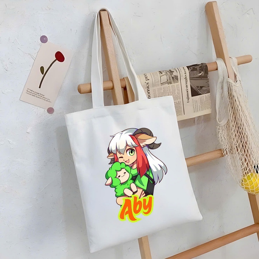 Túi tote có khóa SINH TỐ TEAM full nhân vật Aby,Hachi Tv,Huy Noob,Oops Hiha,Nabee TV,Yummie vải canvas 35x40cm tota0307