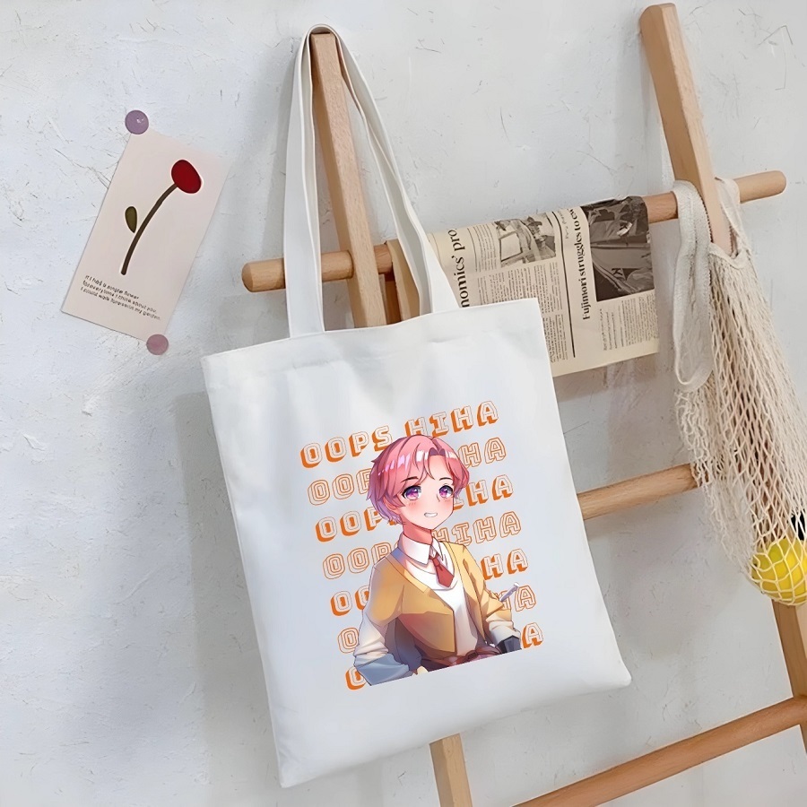 Túi tote có khóa SINH TỐ TEAM full nhân vật Aby,Hachi Tv,Huy Noob,Oops Hiha,Nabee TV,Yummie vải canvas 35x40cm tota0307