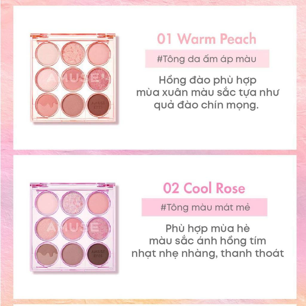 [Săn Sale] Bảng Phấn Mắt 9 Ô Trang Điểm Thuần Chay Amuse Eye Color Palette 11g