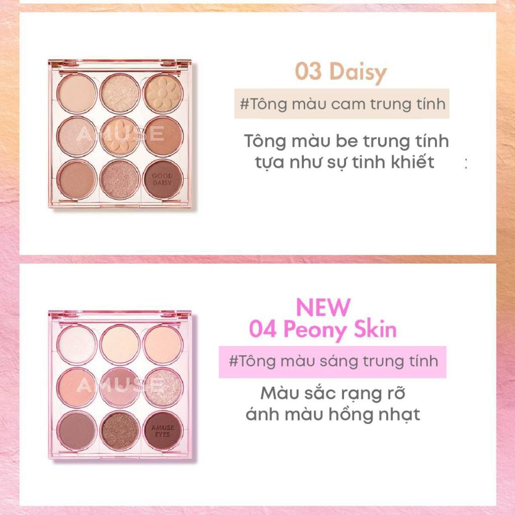 [Săn Sale] Bảng Phấn Mắt 9 Ô Trang Điểm Thuần Chay Amuse Eye Color Palette 11g