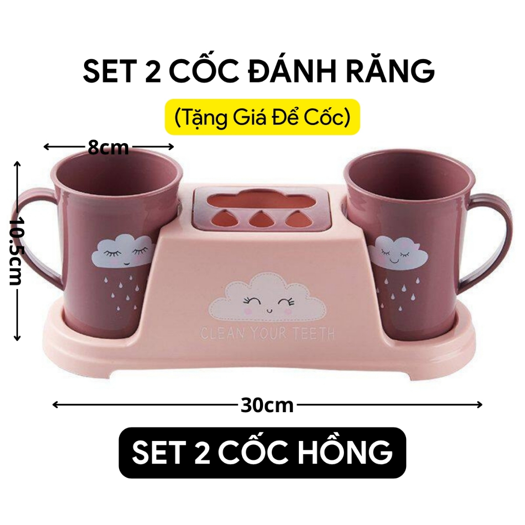 Cốc Đánh Răng Nhựa Cao Cấp Có Tay Cầm Phong Cách Hàn Quốc Đáng Yêu, Cốc Súc Miệng (Tặng Giá Úp Cốc)