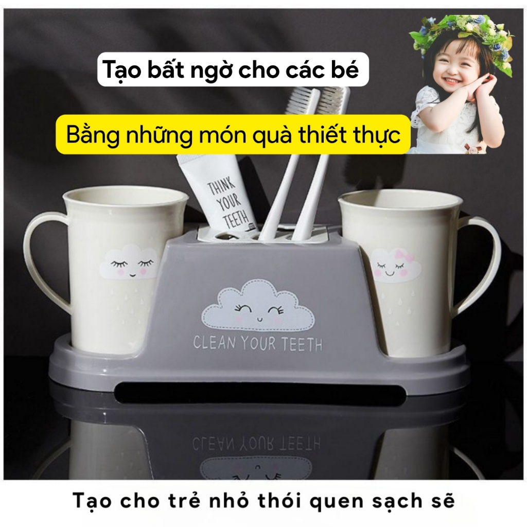 Cốc Đánh Răng Nhựa Cao Cấp Có Tay Cầm Phong Cách Hàn Quốc Đáng Yêu, Cốc Súc Miệng (Tặng Giá Úp Cốc)