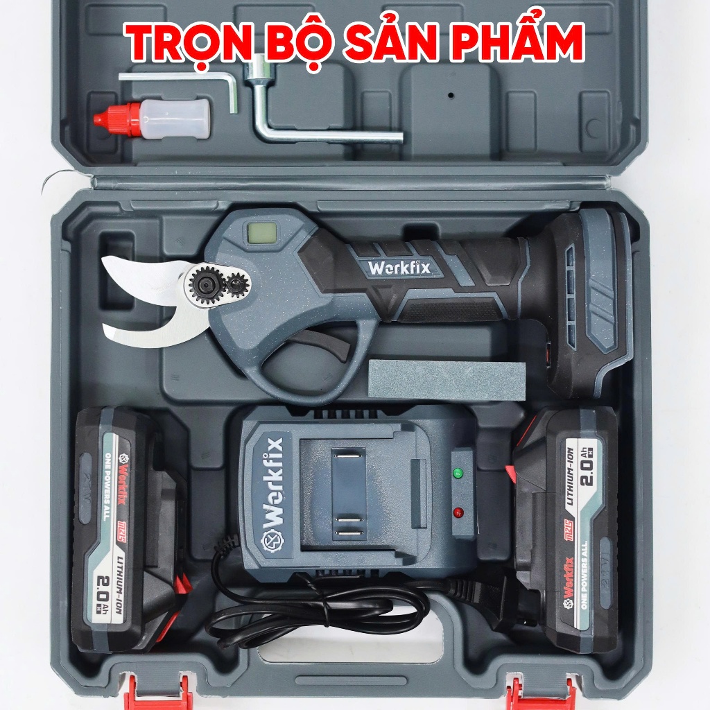 Máy Cắt Tỉa Cây Cành WORKFIX WF-CP30PRO, lưỡi cắt bằng thép carbon, Có đèn báo %, động cơ không chổi than