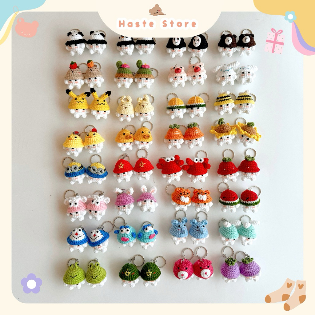 [LẺ 1 CÁI] Móc Khoá Len Nấm Mini Cosplay Đội Mũ Mushroom Handmade Dễ Thương