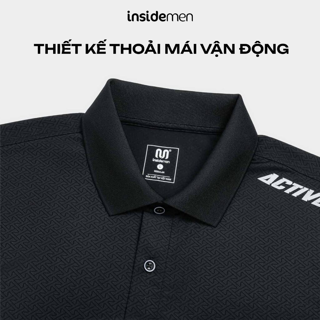 Áo Thun Có Cổ Nam Insidemen Active Dáng Regular Nhẹ Tênh Mát Lạnh Thoát Mồ Hôi IPS117EDP01