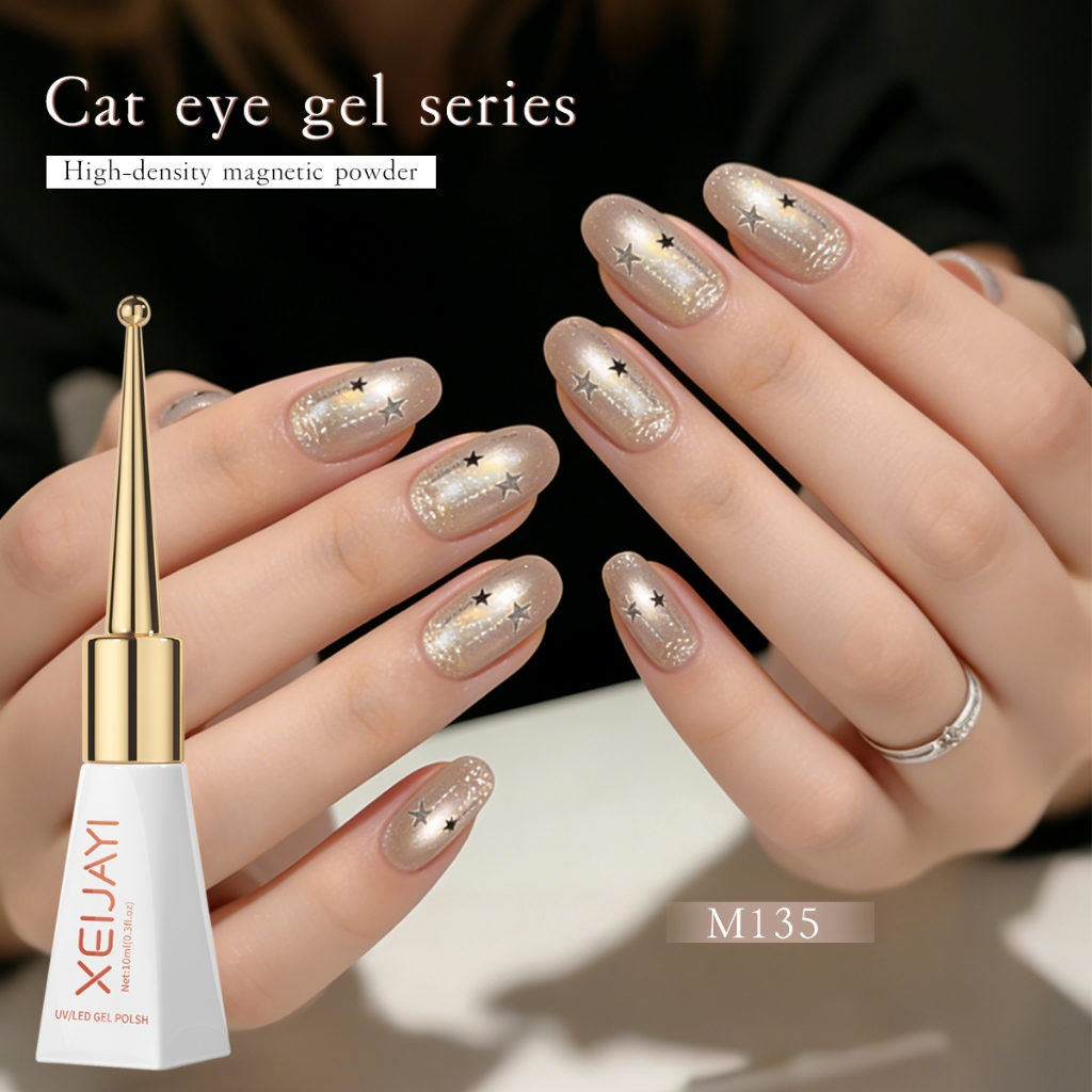 XEIJAYI 10ml - Sơn gel móng tay màu hồng nhạt hiệu ứng mắt mèo, thích hợp cho việc tự làm nghệ thuật vẽ móng.
