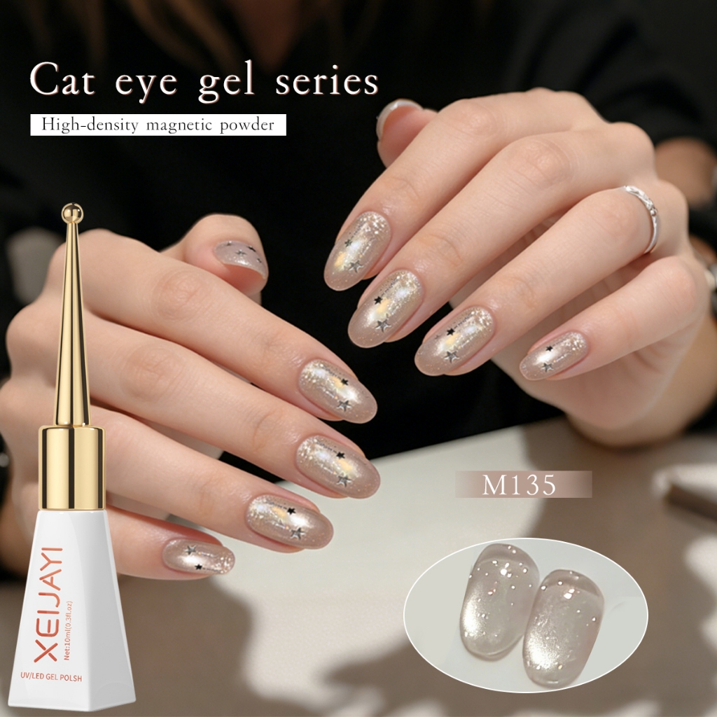 XEIJAYI 10ml - Sơn gel móng tay màu hồng nhạt hiệu ứng mắt mèo, thích hợp cho việc tự làm nghệ thuật vẽ móng.