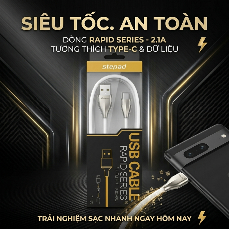 Cáp Sạc Type-C 1M Sạc Nhanh 2.1A - Dây Sạc Android bền bỉ