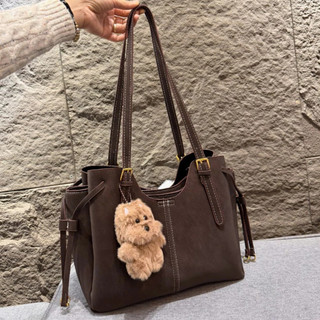 Túi xách nữ tote vintage size 30 da lộn đeo vai thanh lịch dung tích lớn kèm charm MIE BAG