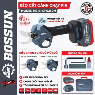 Kéo Cắt Cành Chạy Pin BOSHUN BS-CP30BL – Lưỡi Thép SK5, 2 Chế Độ Cắt 2cm & 3cm Bảo Hành 6 Tháng