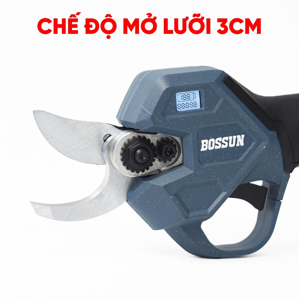 Máy cắt cành dùng pin BS BOSSUN M21B-CP0230M, Lưỡi thép Cacbon SK5, 2 độ mở lưỡi, Chân phổ thông