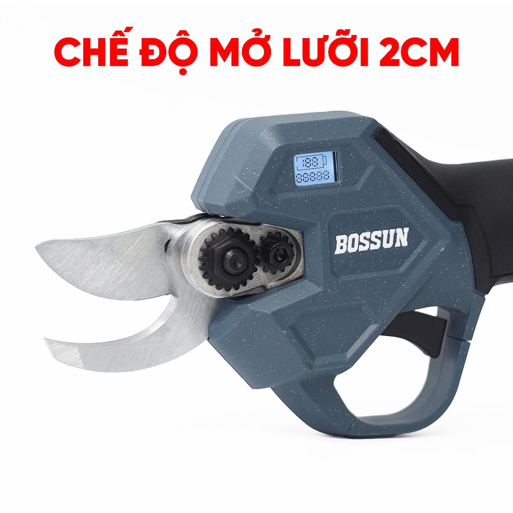 Máy cắt cành dùng pin BS BOSSUN M21B-CP0230M, Lưỡi thép Cacbon SK5, 2 độ mở lưỡi, Chân phổ thông