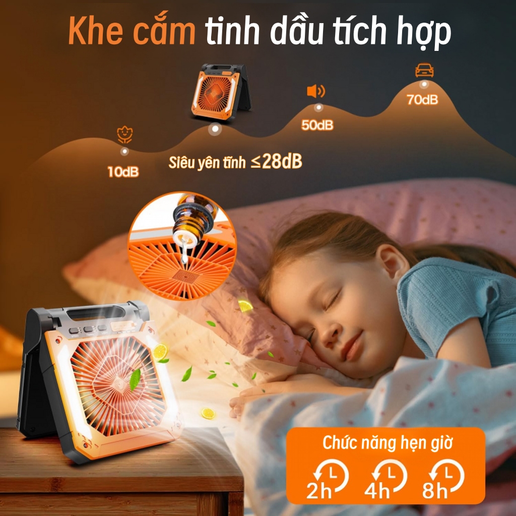 Quạt Dùng Năng Lượng Mặt Trời 5V Quạt Máy Tính để Bàn Di động Sạc Pin Quạt Dã Ngoại Với Pin Dự Phòng