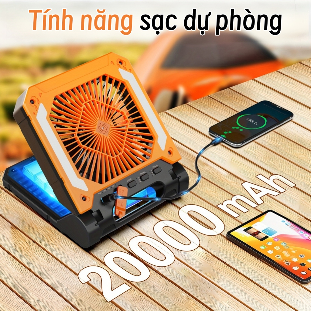 Quạt Dùng Năng Lượng Mặt Trời 5V Quạt Máy Tính để Bàn Di động Sạc Pin Quạt Dã Ngoại Với Pin Dự Phòng