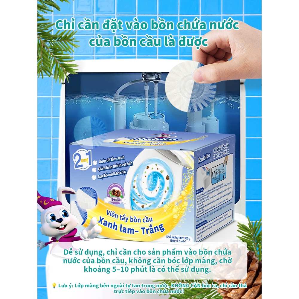 Viên thả bồn cầu Rabito, khỏi chà rửa toilet, tẩy sạch mạch nhà vệ sinh, làm sạch sâu, khử mùi và ức chế vi khuẩn, hương