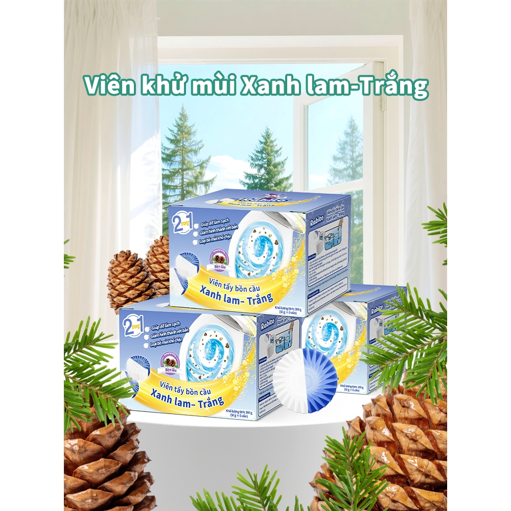 Viên thả bồn cầu Rabito, khỏi chà rửa toilet, tẩy sạch mạch nhà vệ sinh, làm sạch sâu, khử mùi và ức chế vi khuẩn, hương