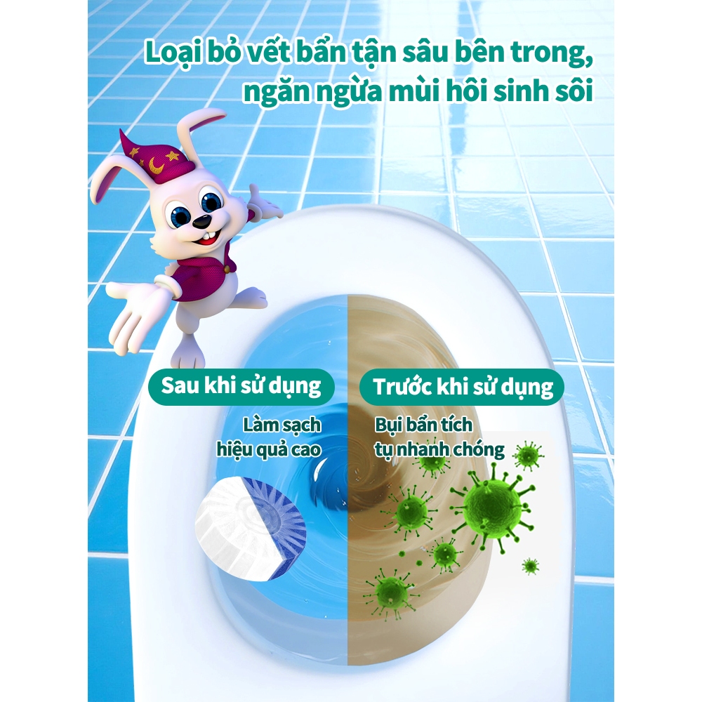 Viên thả bồn cầu Rabito, khỏi chà rửa toilet, tẩy sạch mạch nhà vệ sinh, làm sạch sâu, khử mùi và ức chế vi khuẩn, hương