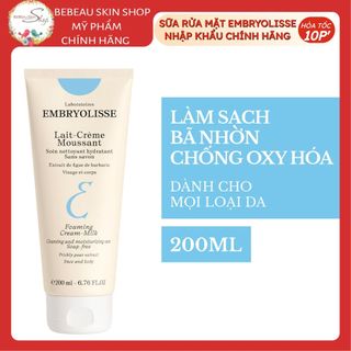 Sữa Rửa Mặt Embryolisse Sạch Sâu, Cấp Ẩm Lait-Crème Moussant Dịu Nhẹ Phục Hồi Da 200ml