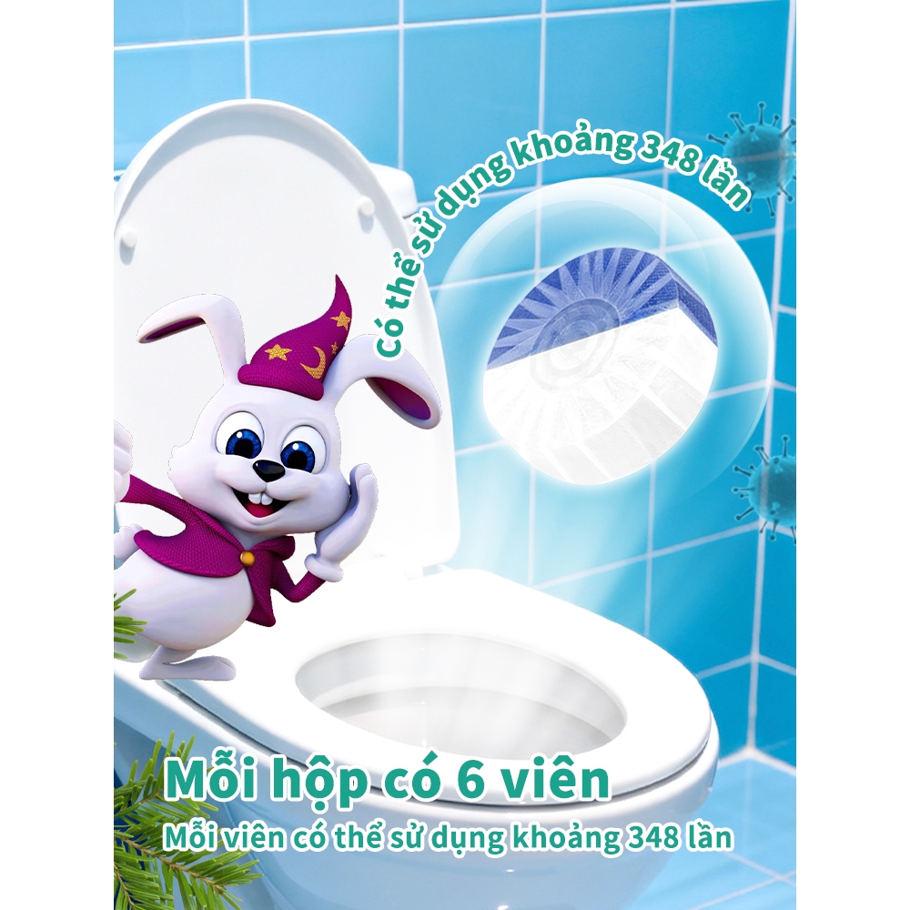 ComboViên khử mùi bồn cầu Rabito loại bỏ vết bẩn và mùi hôi, 2IN1 giảm hiện tượng ố vàng, và dễ dàng vệ sinh. 6 viên/hộp