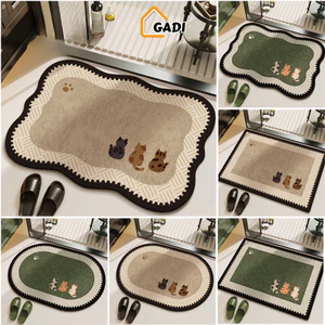Thảm Lau Chân Nhà Tắm Diatomite GADI, Hút Nước Nhanh Khô Chống Trơn Trượt Tuyệt Đối