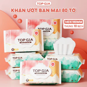 Khăn Ướt TopGia Ban Mai 80 Tờ/Gói Cho Bé, Không Chứa Cồn và Parabens, An toàn cho da