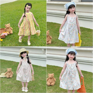 Váy bé gái 2 dây OP mặc hè hoạ tiết dễ thương 1–6 tuổi (9–26kg) xinh xỉu