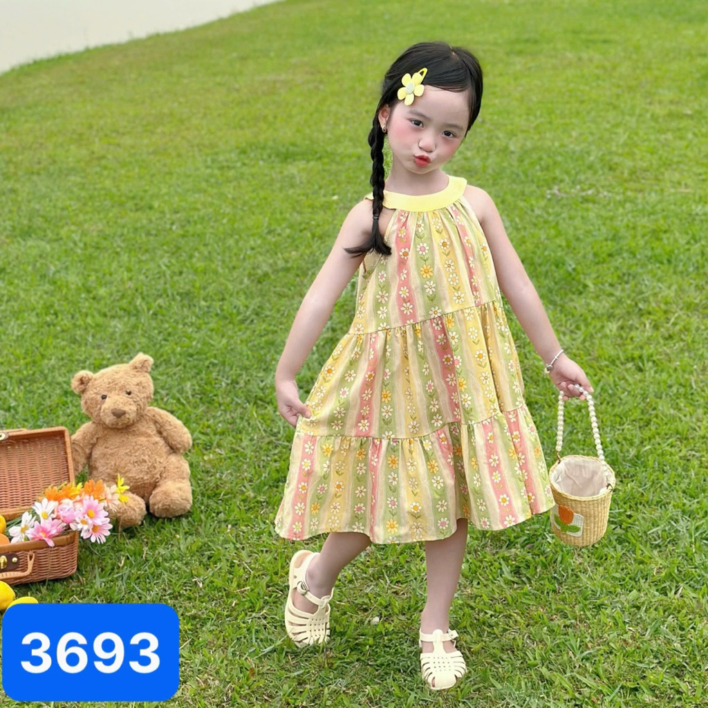 Váy bé gái 2 dây OP mặc hè hoạ tiết dễ thương 1–6 tuổi (9–26kg) xinh xỉu