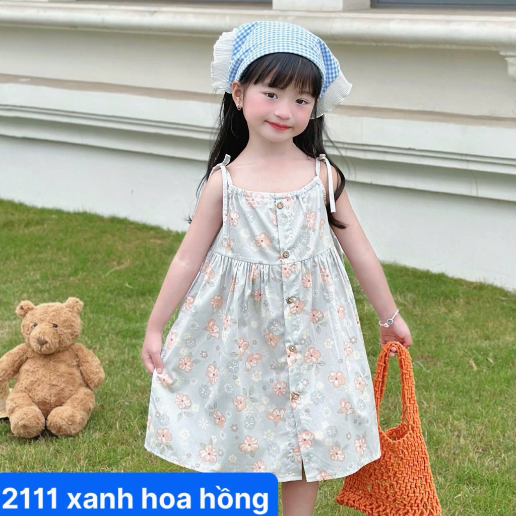 Váy bé gái 2 dây OP mặc hè hoạ tiết dễ thương 1–6 tuổi (9–26kg) xinh xỉu