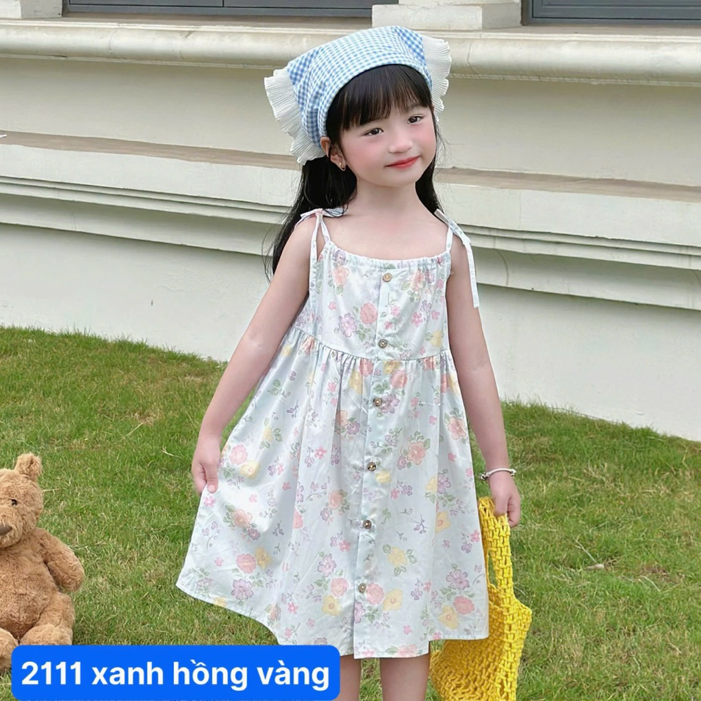 Váy bé gái 2 dây OP mặc hè hoạ tiết dễ thương 1–6 tuổi (9–26kg) xinh xỉu