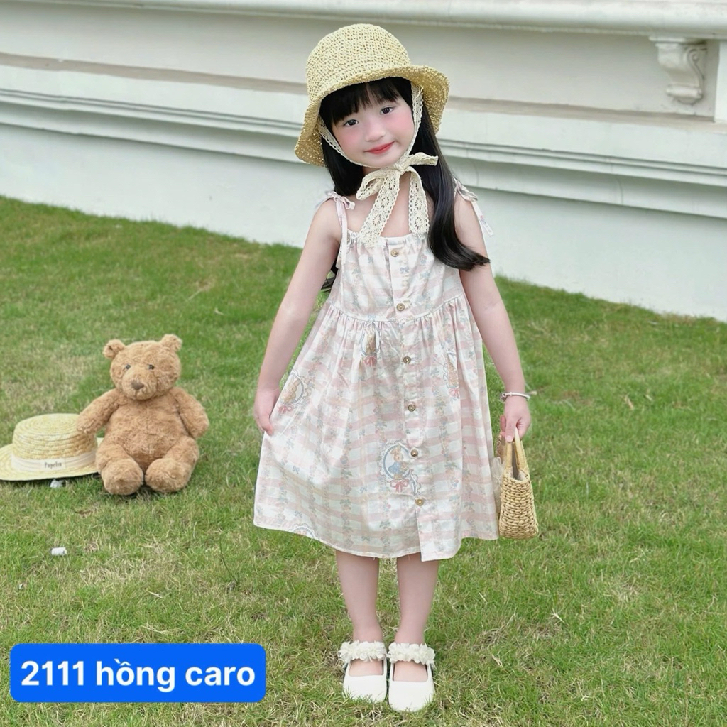 Váy bé gái 2 dây OP mặc hè hoạ tiết dễ thương 1–6 tuổi (9–26kg) xinh xỉu