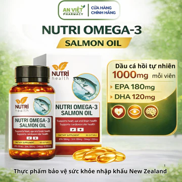 Viên dầu cá hồi New Zealand Nutri Omega3 Salmon Oil Bổ sung Omega 3, DHA, EPA. Hỗ trợ SK mắt, não, tim