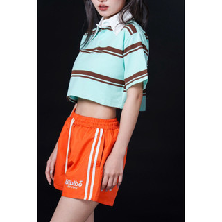 Áo croptop nữ form rộng sọc ngang BIBIBO – áo phông oversize tay lỡ unisex, style Hàn Quốc
