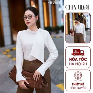 Áo Sơ Mi Nữ Cổ Nơ Thô Hàn Mềm Mát Thấm Mồ Hôi Áo Kiểu Công Sở Thanh Lịch Charllot