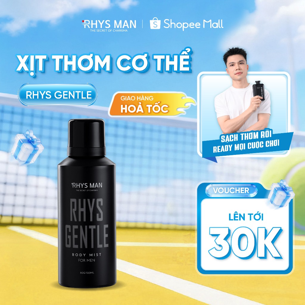 Body mist nam RHYS MAN xịt thơm toàn thân phóng khoáng, lôi cuốn Rhys ...