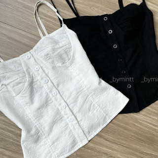 SUNNIE TOP | Áo 2 dây co giãn chất boi thêu ép keo dáng ôm | BYMINTT