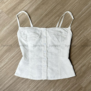 SUNNIE TOP | Áo 2 dây co giãn chất boi thêu ép keo dáng ôm | BYMINTT