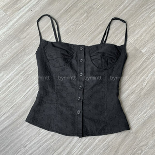 SUNNIE TOP | Áo 2 dây co giãn chất boi thêu ép keo dáng ôm | BYMINTT
