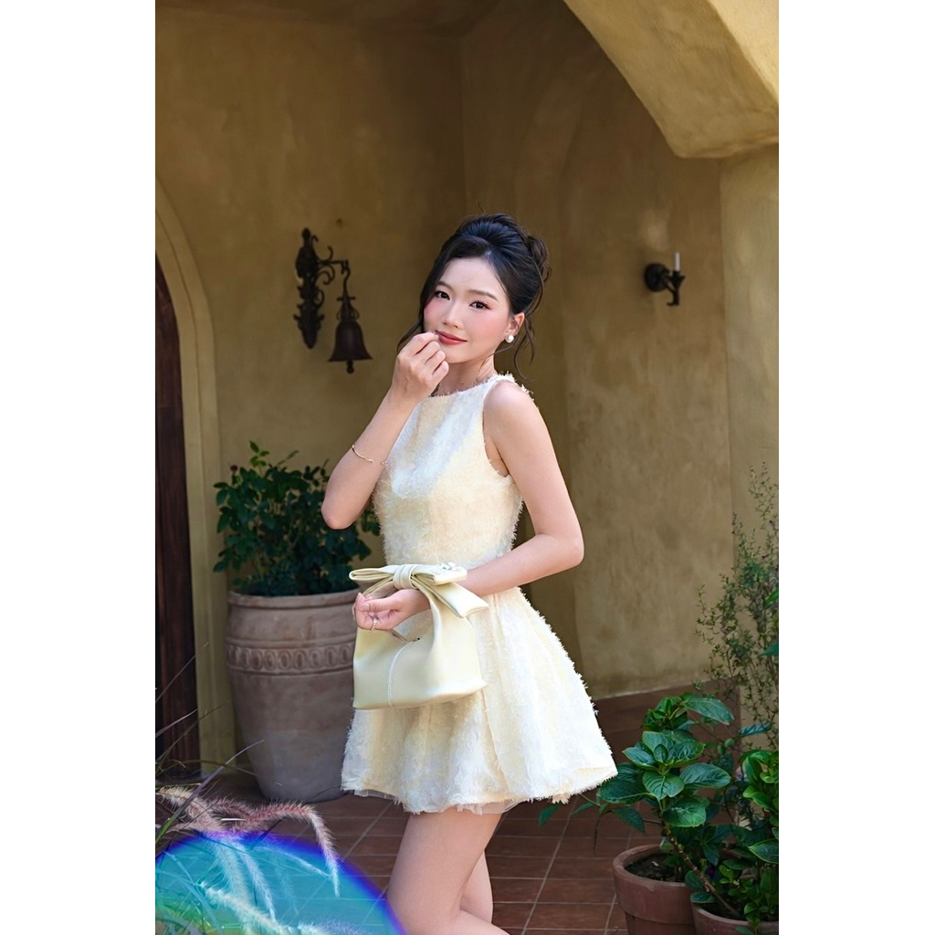 LASY Thời Trang Nữ| Đầm Xoè Cổ Tròn Dáng Ngắn Xinh Xắn