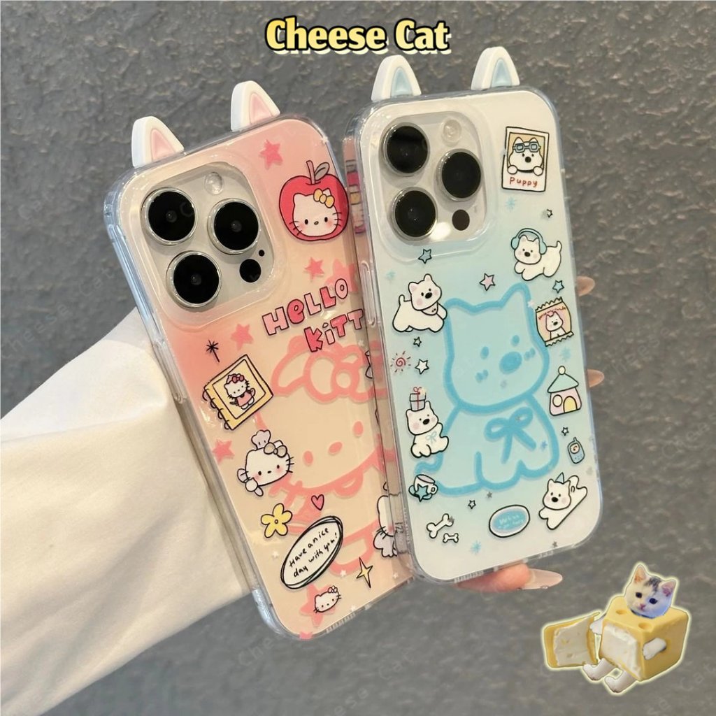 quả táo Kitty Ốp điện thoại tai mèo con chó con cho iPhone 13 14 15 11 12 16 17 Pro Max XR Xs Max 6 7 8 Plus 16E 17 Air