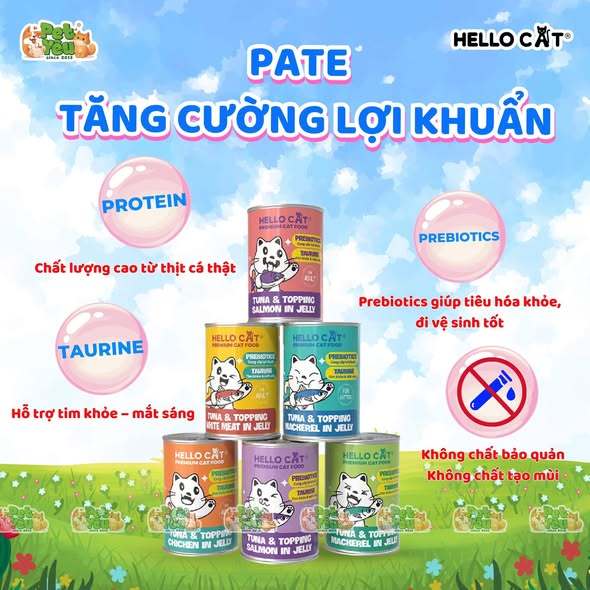 ( 6 - 12 - 24 lon) Pate mèo Hello Cat 400gr mix vị.