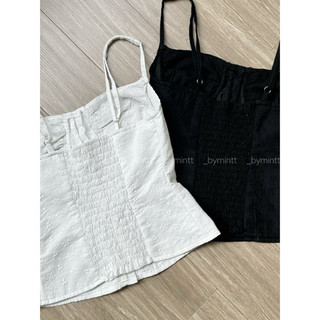 SUNNIE TOP | Áo 2 dây co giãn chất boi thêu ép keo dáng ôm | BYMINTT