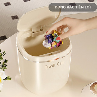 Thùng đựng rác mini luxury HomieTech để bàn sang trọng có nắp đậy, thùng rác 2 màu sang trọng