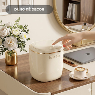 Thùng đựng rác mini luxury HomieTech để bàn sang trọng có nắp đậy, thùng rác 2 màu sang trọng